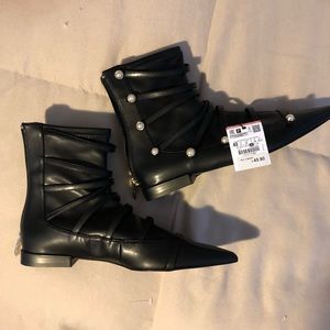 Zara pearl booties